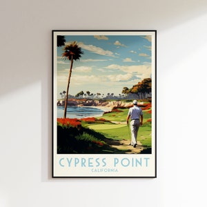 Cypress Point Golf Course Print, United States, California Poster, Home Decor, Retro Wall Art, Wedding Gift, Birthday Gift, Digital Print