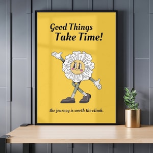 Good Things Take Time Retro Quote Digital, Prints Wall Art, Digital Prints Download, Digital Download Wall Print, Retro Wall Decor