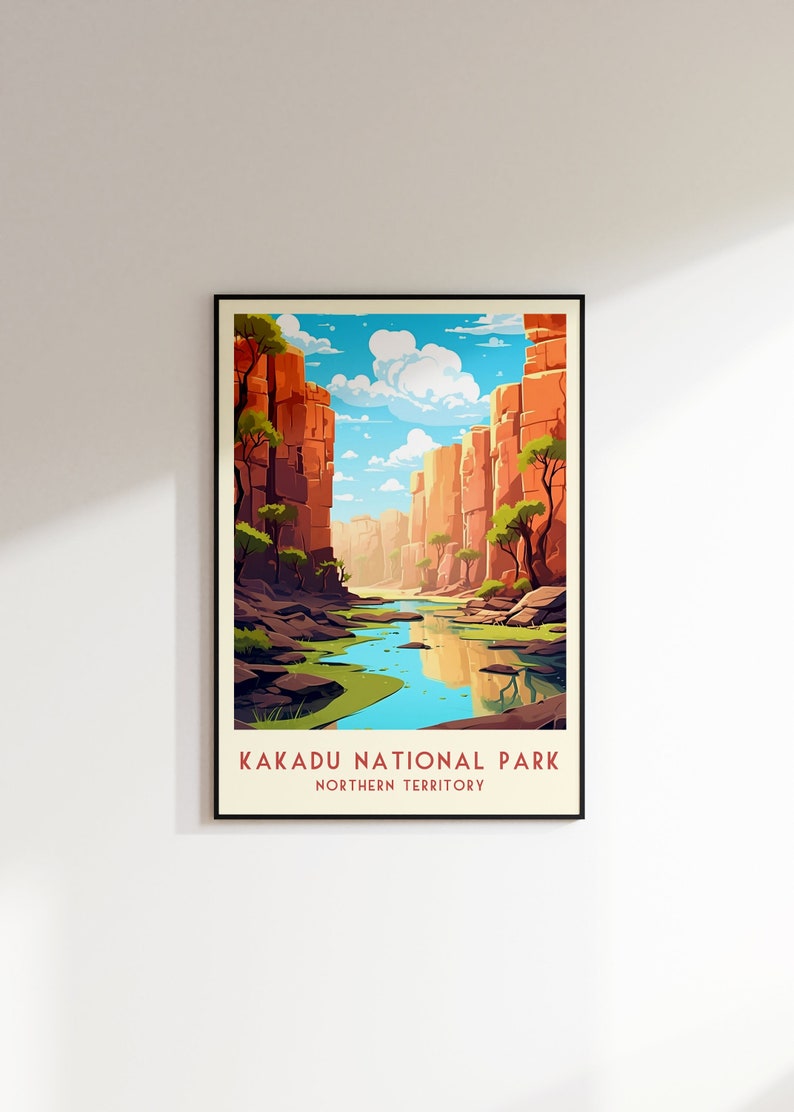 Kakadu National Park Travel Print, Northern Territory Print, Australia, Home Decor, Retro Art, Wedding Gift, Birthday Gift, Digital Print image 1