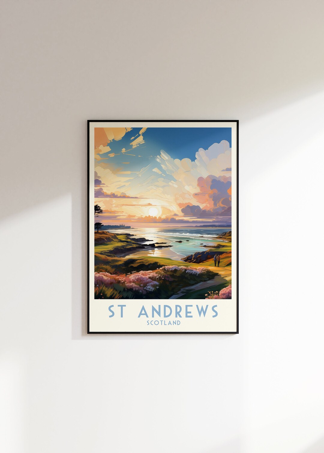 St Andrews Golf Course Print, Scotland, Golf Poster, Home Decor, Retro ...