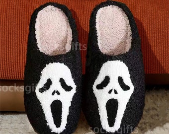 Ghost Face Halloween Slippers, Women’s House Shoes,Fall Slipper,Halloween Slipper,Spooky Slipper,Spooky Season Slipper,Halloween Gift