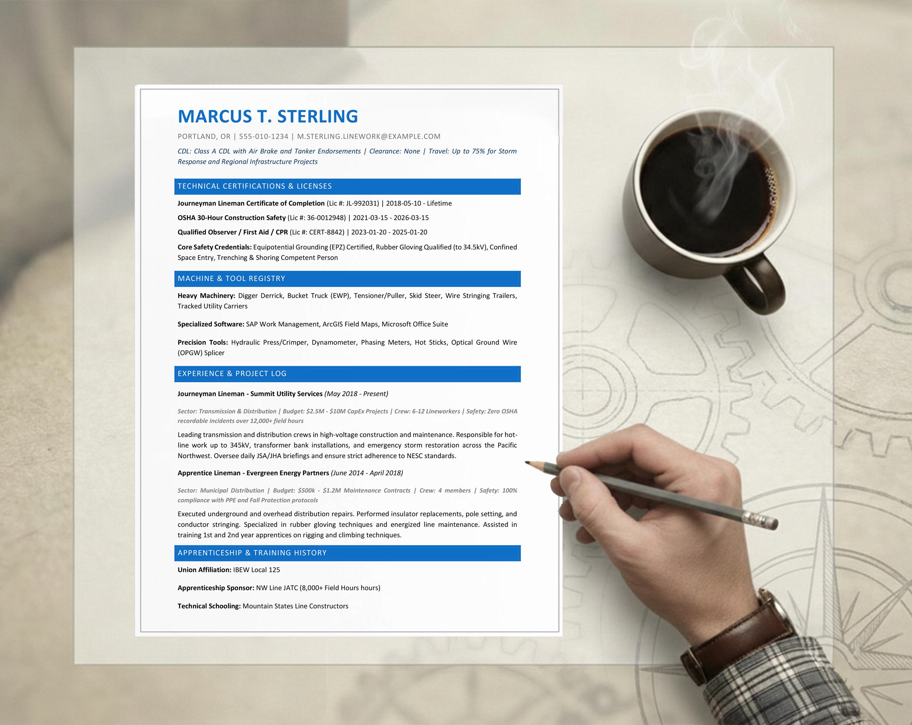 Line Main Ramsumer Lineman Resume Template | Utility Worker CV & Cover Letter (word) - Etsy