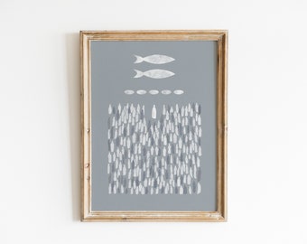 Jesus Feeds 5000 Print: Minimalist Bible Story Art (Digital Download)