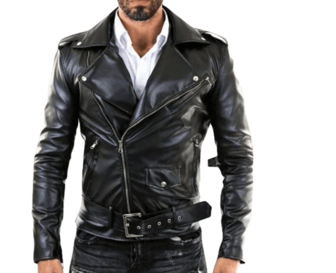 Modern Black Leather Jacket Men Comfortable & Durable - Etsy