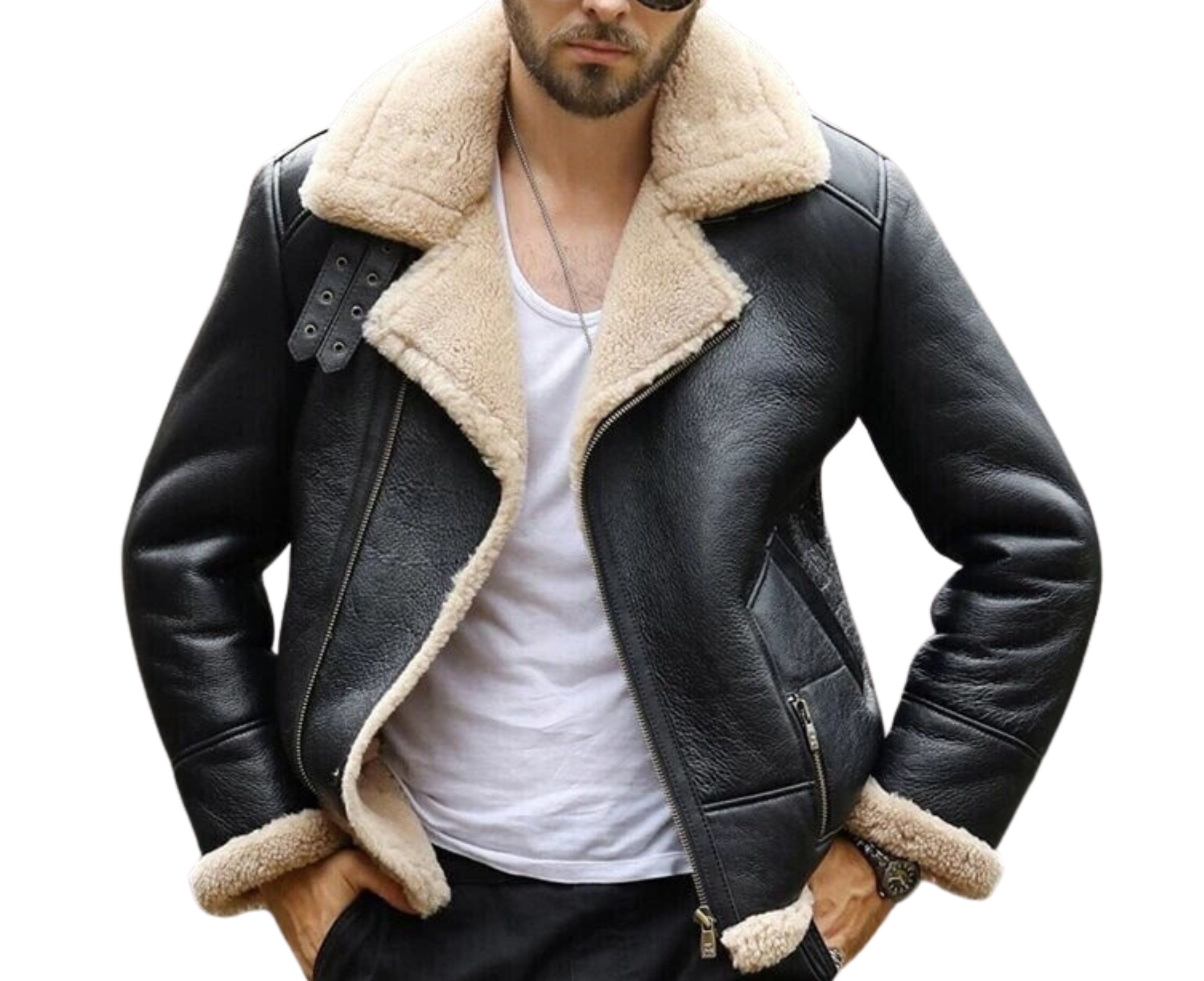 Handmade B3 Aviator Shearling Bomber Jacket Men Fur Leather - Etsy