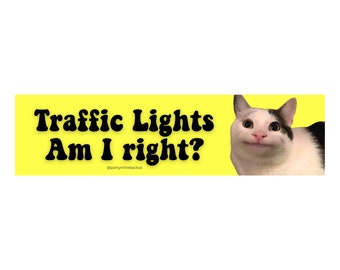 Traffic Lights Am I Right? Polite Cat Meme Funny Bumper Sticker