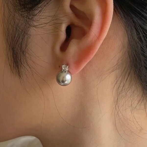 Diamond Pearl Stud Earrings, Pearl Drop Earring, Minimalist Pearl Earrings, Bridal Pearl Earrings, Diamond Pearl Earrings, Pearl Studs Gift