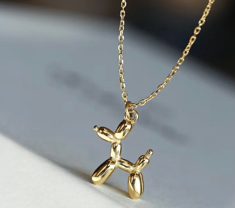 16K Gold Dog Necklace, Gold Silver Dog Necklace, Dog Charm Necklace