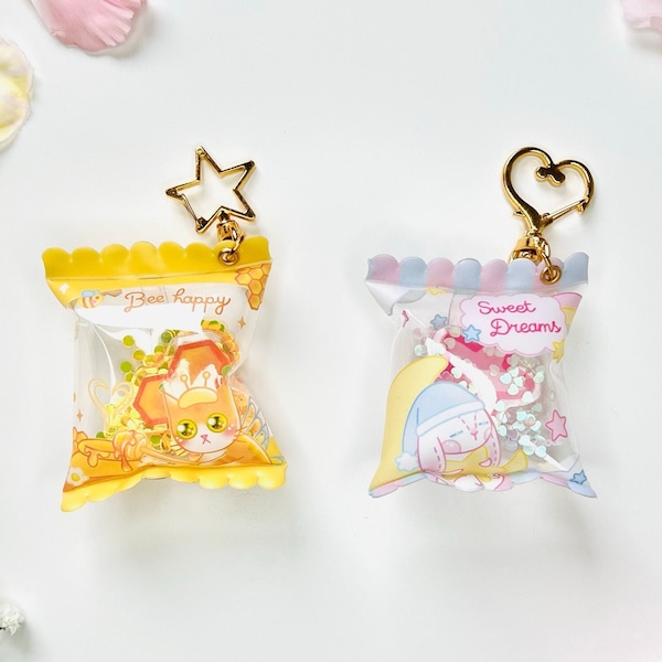 Mignon porte-clés shaker bonbon, Chat Lapin porte-clés Kawaii paillettes