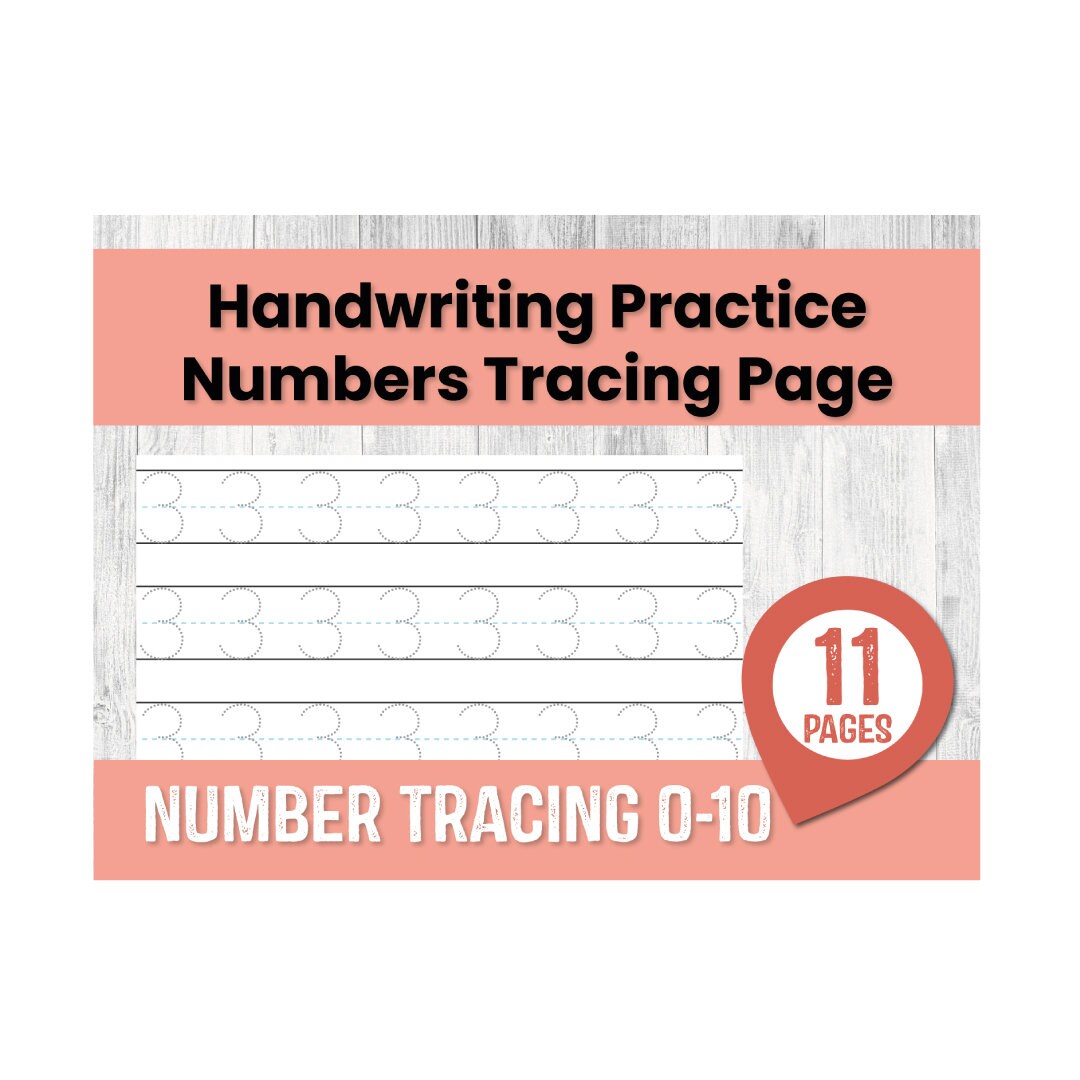 Numbers tracing page handwriting practice preschool etsy
