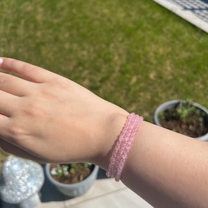 Rose Quartz Bracelet, Crystal Bracelet, Rose Quartz Gemstone Dainty Bracelet,  4mm