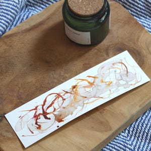 Hand-Painted Watercolor Bookmark: Wabi Sabi Art, Thick Ivory Paper