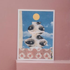 Póster de collage vintage con ojos y un jarrón A5, A4, A3, A2, póster colorido, póster retro, póster vintage, collage digital