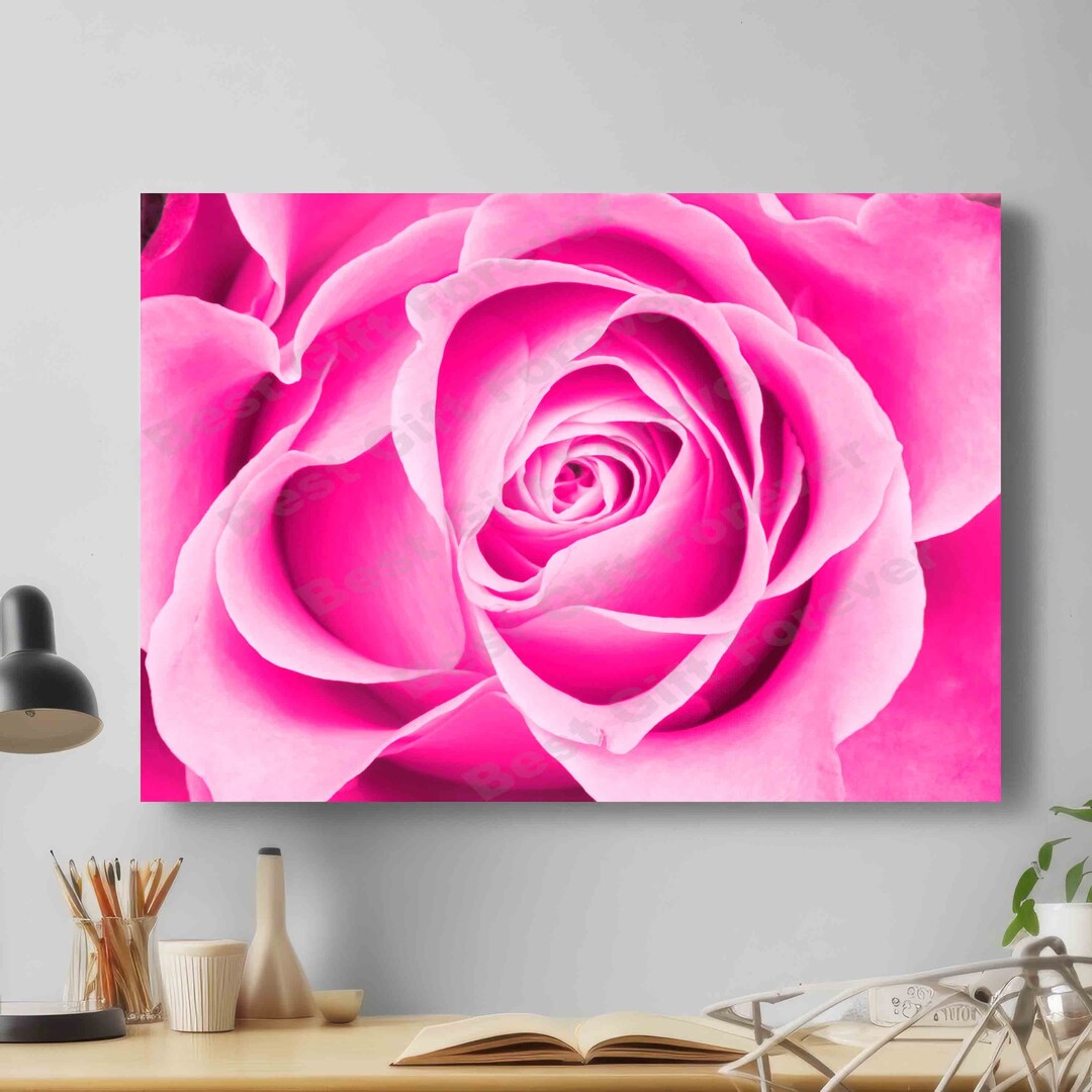 Pink Rose Art Print: Modern Floral Poster, Home Decor Canvas - Etsy