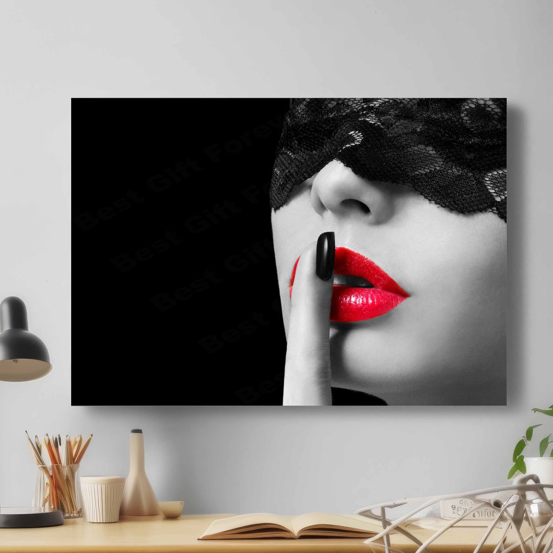 BDSM Sex Art Red Sexy Woman Lips Black And White Girl Vintage Wall Art bdsm-sex-art-red-sexy-woman-lips-black-and-white-girl-vintage-wall-art