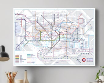 Latest Map of London Tube 2023 With New Elizabeth Line Underground Science Art Poster Print Canvas Best Gift for Home Office Room Decoration