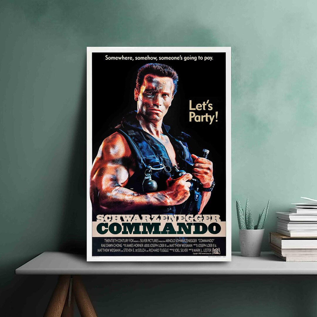 Commando Movie Poster: Arnold Schwarzenegger Vintage Art Print Canvas ...