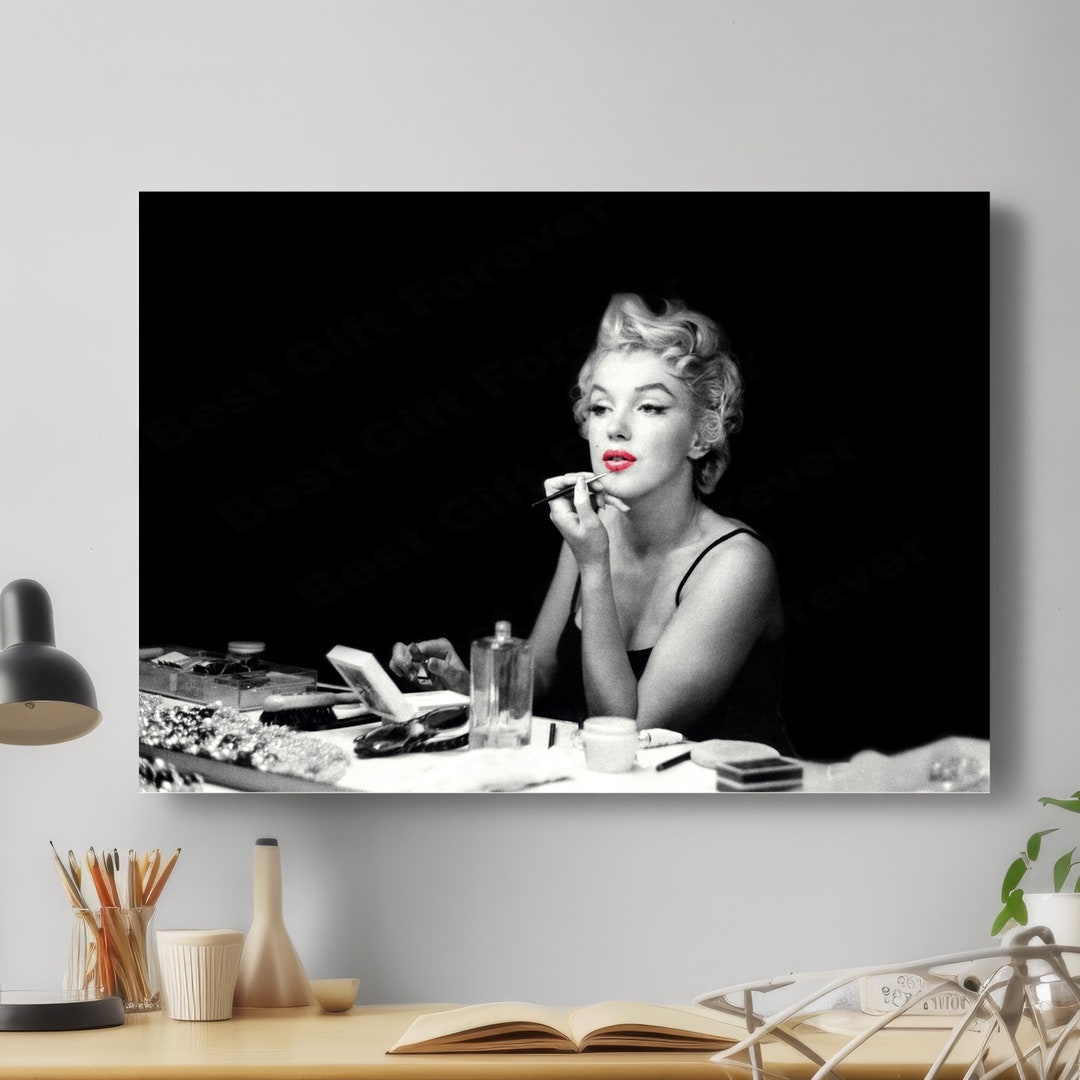 Marilyn Monroe Black and White Art Print Poster: Iconic Red Lips Canvas ...