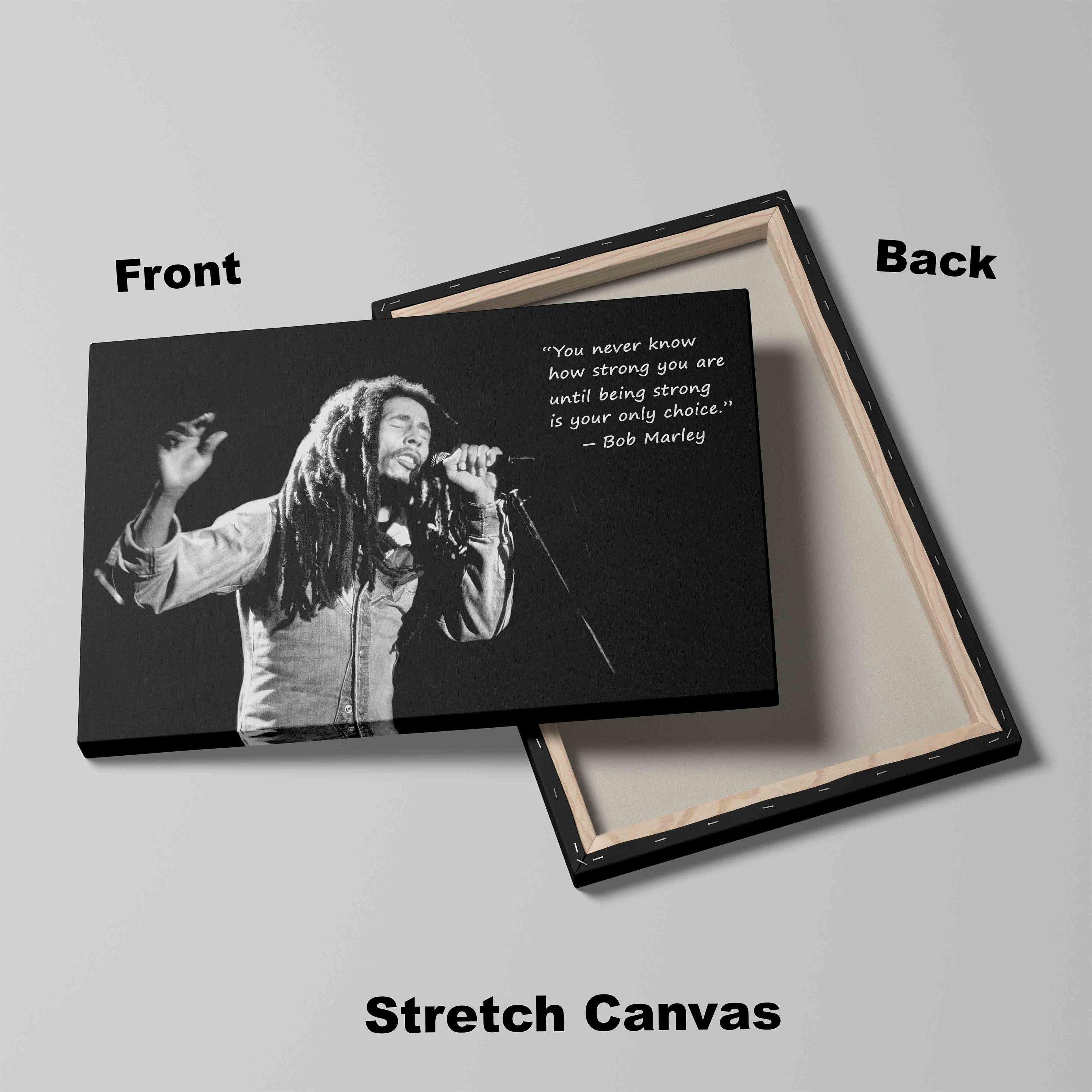 Bob Marley Life Quote Reggae Music Wall Art – Framed Canvas Picture, 20x30 Inches, UK Made