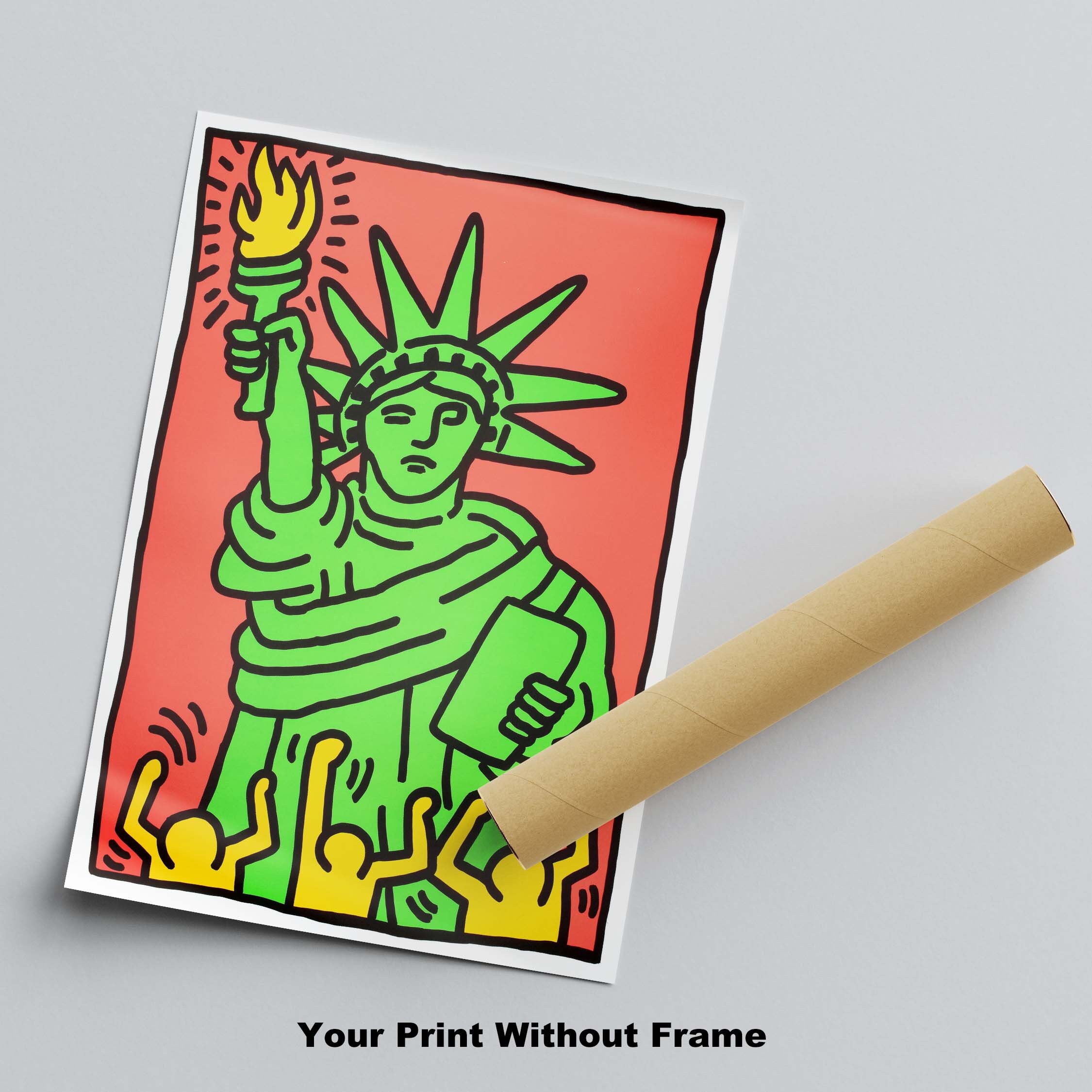 Statue of Liberty Pop Art Print: Keith Haring Poster , Modern Wall ...