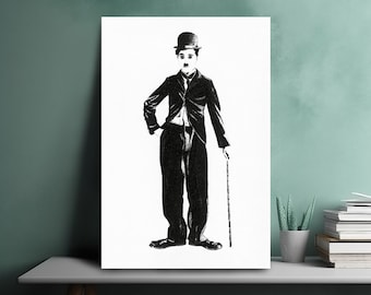 Charlie Chaplin Art Print Poster: Iconic Comic, Modern Wall Decor Canvas