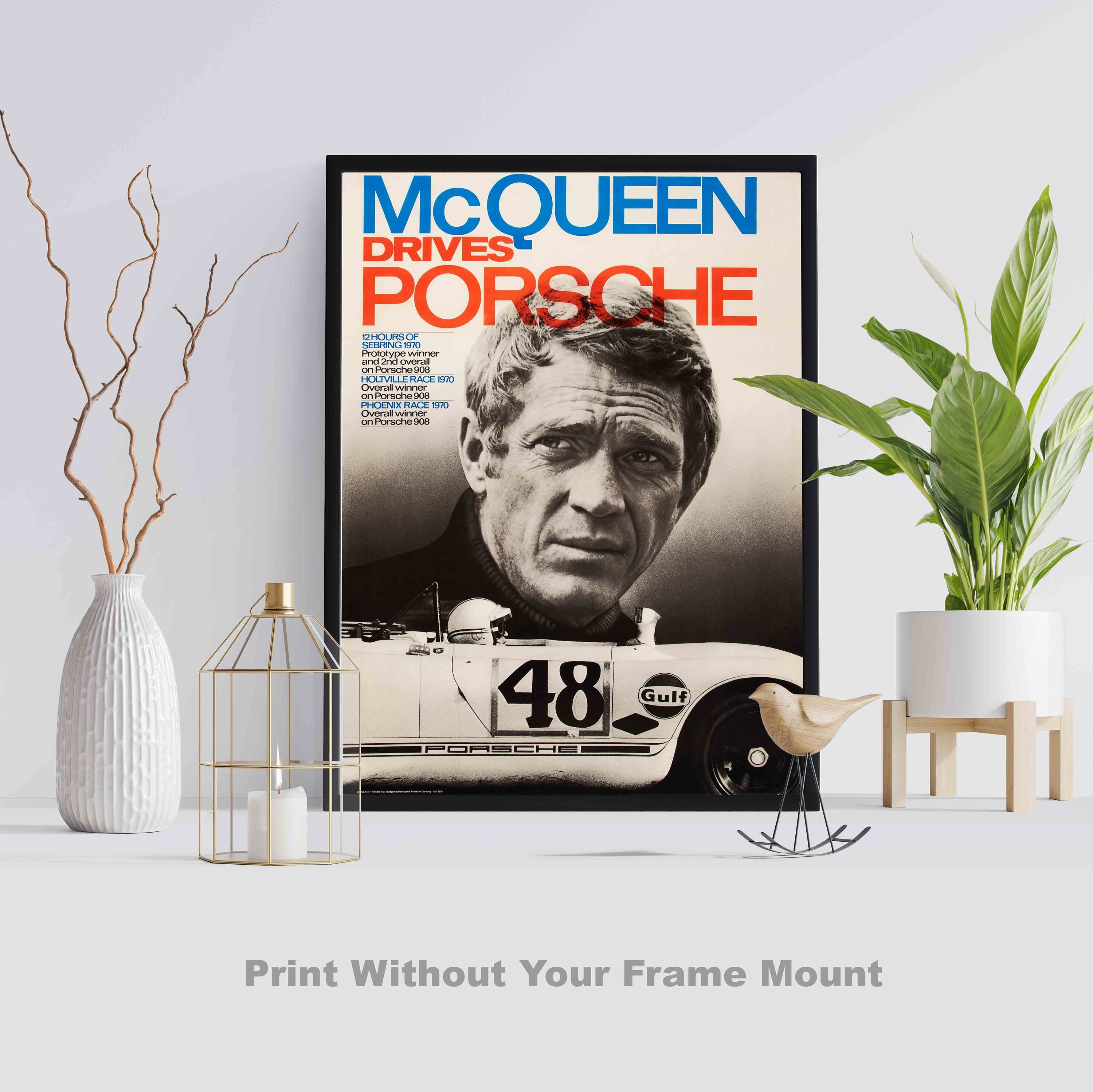 Steve Mcqueen Race Car Modern Racing Track Art Poster Print - Etsy