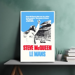 Le Mans (1971) Film Movie Steve McQueen Racing Car Vintage Art Poster Print Canvas Best Gift for His Home for Her Room