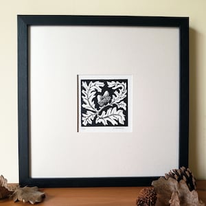 Oak Leaf Lino Print, Acorn Print, Leaf Print, Lino Print, Relief Print, Oak and Acorn