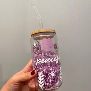 Peaceful 16 oz glass cup