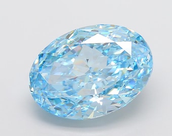 Oval Cut Lab Grown Diamond 15.05ct Fancy Vivid Blue VS1 IGI Certified Loose Stone for Custom Engagement Ring