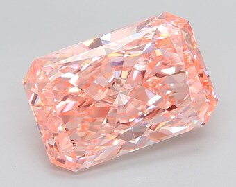 Diamante cultivado en laboratorio de color rosa intenso y elegante de 15,06 quilates con corte radiante / Certificado IGI / Claridad VS1