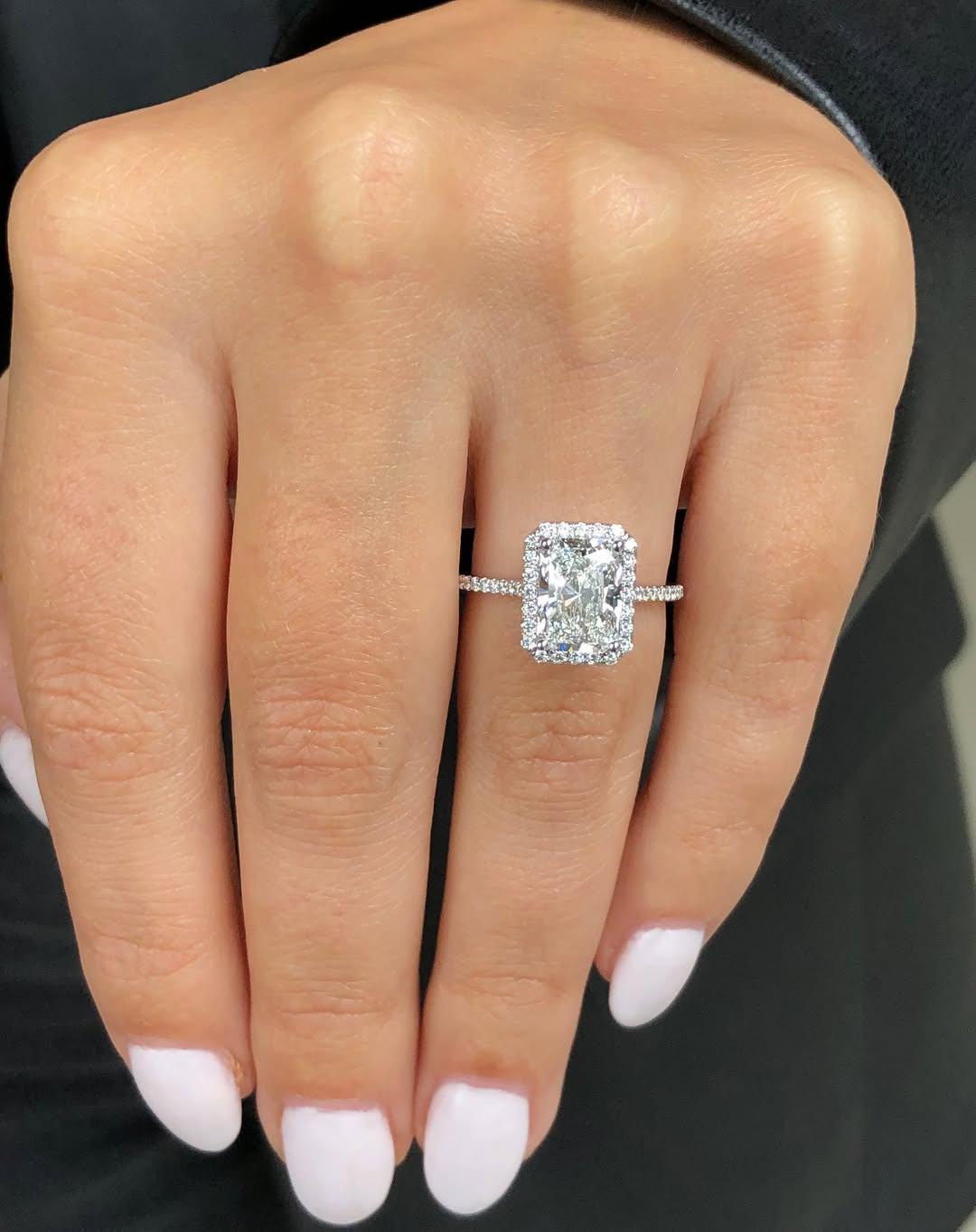 Radiant Cut 3 Carat Lab Grown Diamond Halo Engagement Ring - Etsy