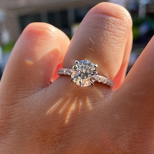1ct Round Lab Grown Diamond Engagement Ring: Solitaire, Customizable