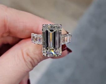 10 karaat smaragd geslepen diamanten verlovingsring: IGI-gecertificeerd