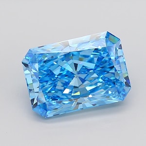 7.09 Carat Radiant Cut Fancy Vivid Blue Lab Grown Diamond: VVS2 IGI Certified