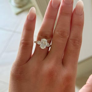 Oval Cut 3 Carat Lab Grown Diamond Engagement Ring | Side Oval & Round Lab Diamonds | Ethical Custom Bridal Jewelry
