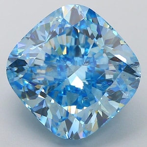 Vierkante kussengeslepen laboratoriumdiamant 10,25 kt fancy levendige blauwe VS2 – niet-gecertificeerde losse diamant
