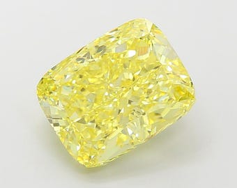 4.58ct Cushion Cut Fancy Vivid Yellow Lab Grown Diamond | IGI Certified VS2