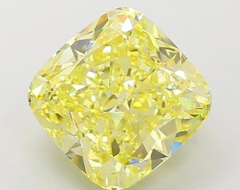 Cushion Cut 11.08ct Fancy Intense Yellow Lab Grown Diamond Ring VS1 IGI Certified