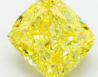8.23ct Cushion Cut Canary Yellow Lab Grown Diamond | VS2, IGI Certified