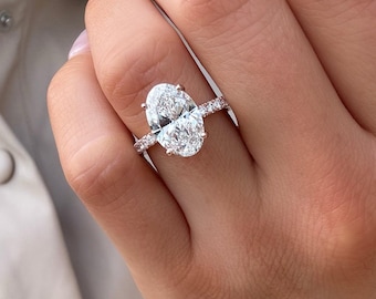 3 Carat Oval Lab Grown Diamond Hidden Halo Engagement Ring – Ethical Fine Jewelry