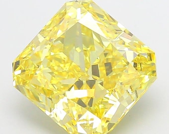 Square Radiant Cut Fancy Vivid Yellow Lab Grown Diamond 7.02CT VS1 IGI Certified Loose Diamond, Custom Engagement Ring Stone