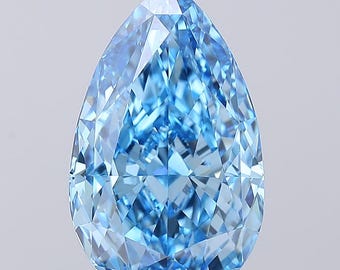 Pear Cut 7.90 Carat Fancy Vivid Blue Lab Grown Diamond | VVS2 IGI Certified Loose Diamond | Lab Created Blue Diamond for Engagement Ring