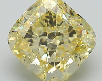 3.36ct Fancy Intense Yellow Lab-Grown Diamond: VS1 Square Cushion Cut, IGI Certified
