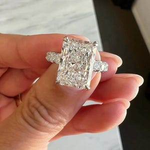 5 Carat Radiant Cut Lab Grown Diamond Hidden Halo Engagement Ring