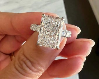 5 Carat Radiant Cut Lab Grown Diamond Hidden Halo Engagement Ring