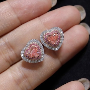 Herz geschnittene Diamantohrringe je 0,30 ct | Herzförmige Diamant Ohrstecker | Lab Erstellt Diamant Ohrringe | Zierlicher Diamantschmuck