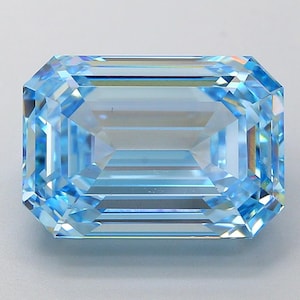 10.05ct Emerald Cut Lab Grown Diamond: Fancy Vivid Blue VS1, IGI Certified