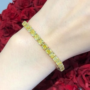 Yellow Lab Grown Diamond Tennis Bracelet: Half Carat Gold