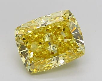 Cushion Cut 5.04ct Fancy Intense Yellow Lab-Grown Diamond | VS2 Clarity | IGI Certified | Sustainable Luxury Gem